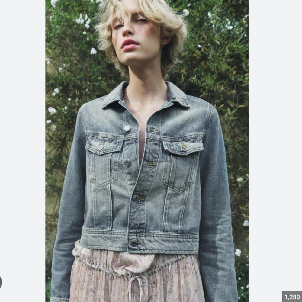 Zara Women TRF Washed Denim jacket Faded blue XS S L NWT
